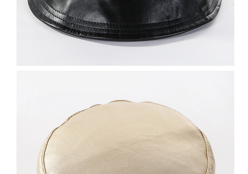 Fashion Black Leather U Embroidery Letter Wide Visor,Sun Hats