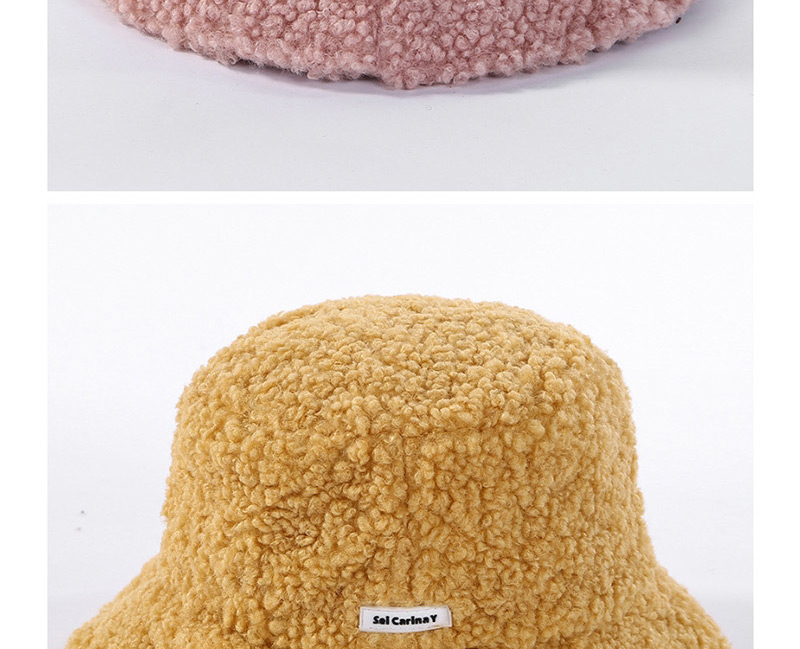 Fashion Pink Lamb Hair Thickening Fisherman Hat,Sun Hats