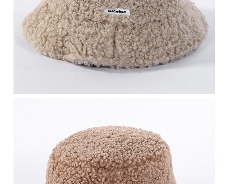 Fashion Beige Lamb Hair Thickening Fisherman Hat,Sun Hats