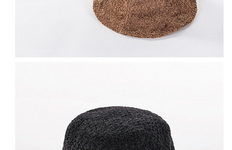 Fashion Black Looped Yarn Solid Color Basin Cap,Sun Hats