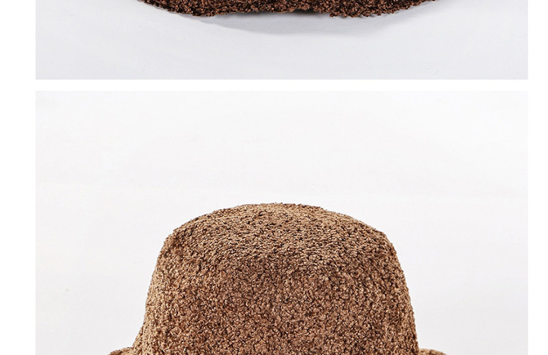 Fashion Coffee Color Looped Yarn Solid Color Basin Cap,Sun Hats