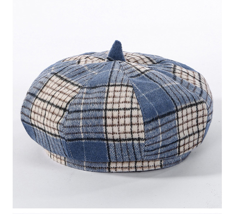 Fashion Camel Colorblock Plaid Beret,Beanies&Others