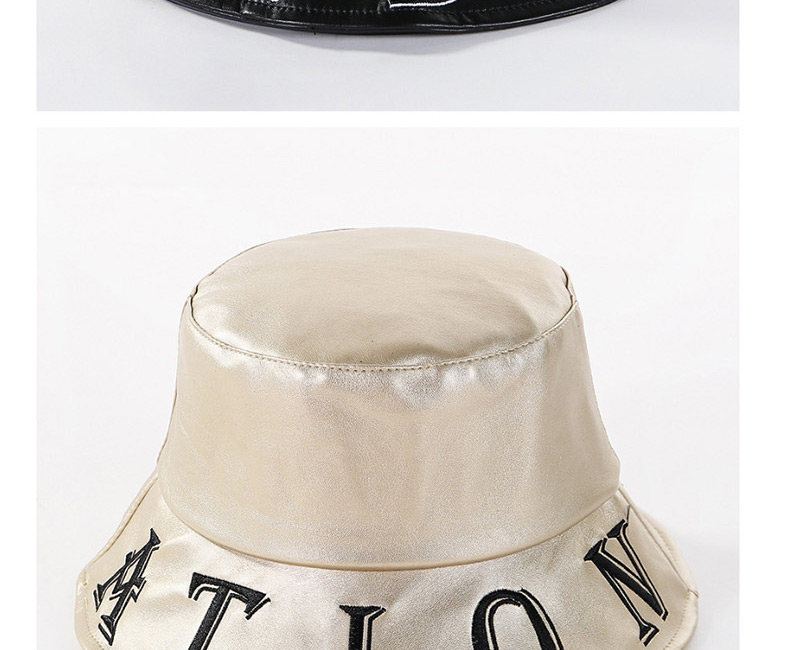 Fashion 鎏gold Pu Letter Basin Cap,Sun Hats