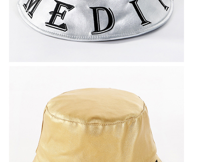 Fashion Yellow Pu Letter Basin Cap,Sun Hats