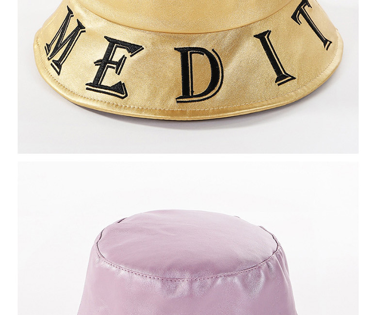 Fashion Black Pu Letter Basin Cap,Sun Hats