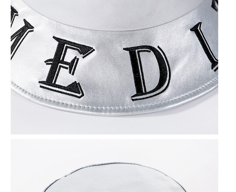 Fashion Black Pu Letter Basin Cap,Sun Hats