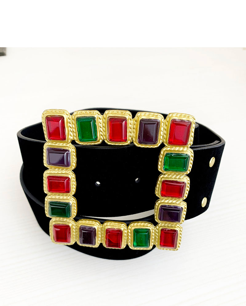 Fashion Color Alloy Diamond-studded Square Color Belt,Wide belts