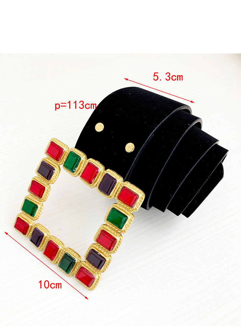 Fashion Color Alloy Diamond-studded Square Color Belt,Wide belts