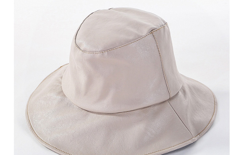 Fashion Beige Light Board Leather U Fisherman Hat,Sun Hats