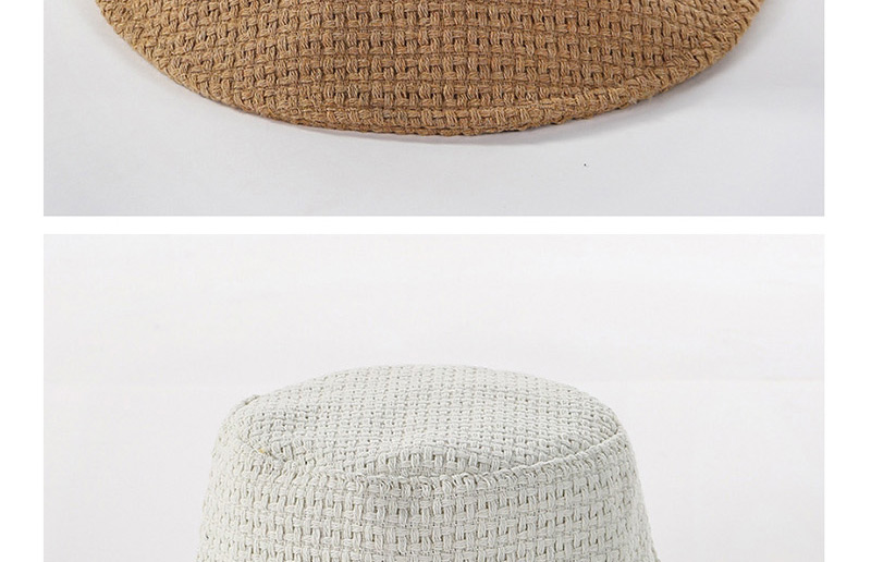 Fashion Khaki Solid Color Knitted Light Board With Large Basin Cap,Sun Hats