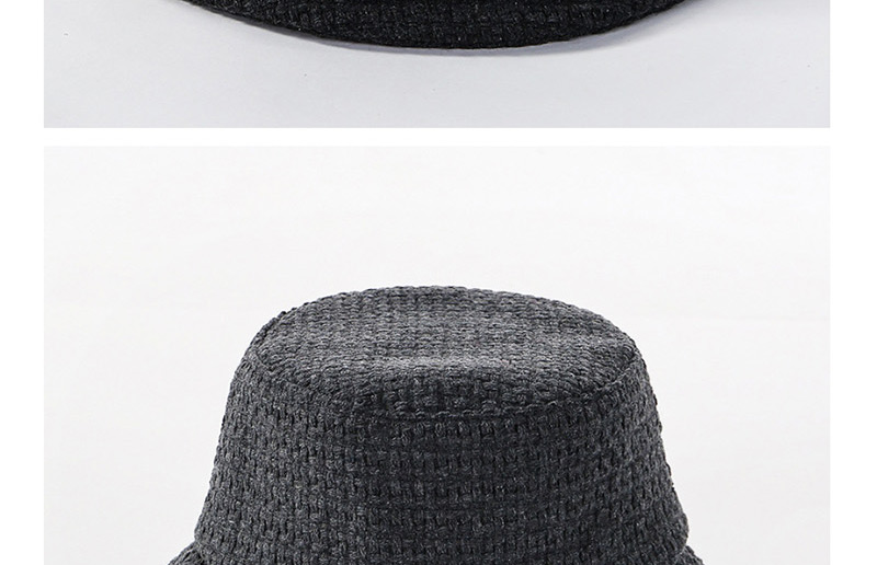 Fashion Black Solid Color Knitted Light Board With Large Basin Cap,Sun Hats