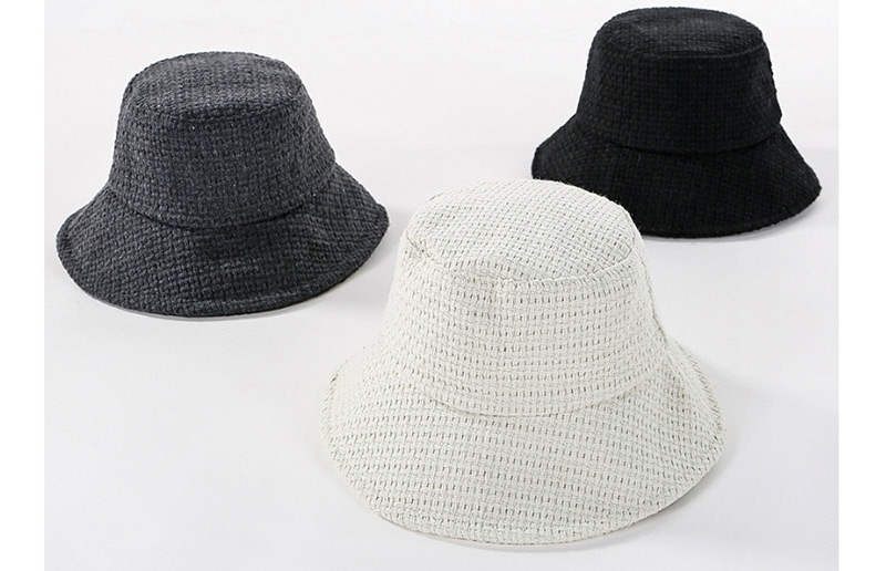 Fashion Black Solid Color Knitted Light Board With Large Basin Cap,Sun Hats