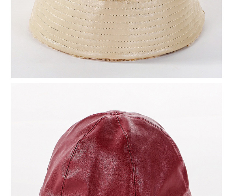Fashion Red Soft Leather Double-sided Woolen Cap,Sun Hats