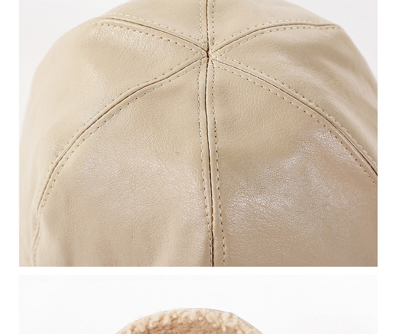 Fashion Brown Soft Leather Double-sided Woolen Cap,Sun Hats