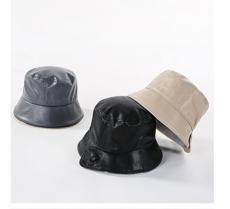 Fashion Gray Buckle Pu Fisherman Hat,Sun Hats