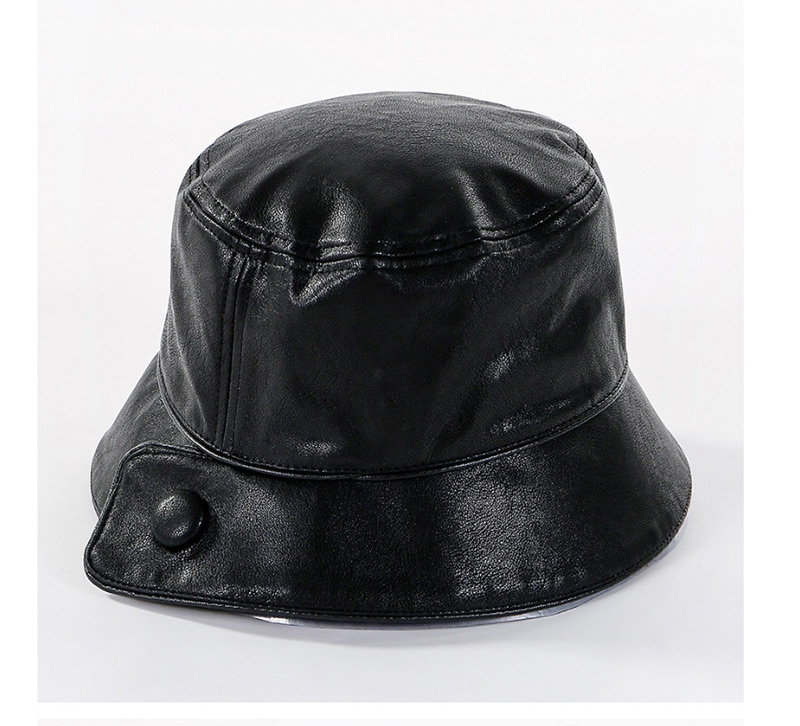 Fashion Black Buckle Pu Fisherman Hat,Sun Hats