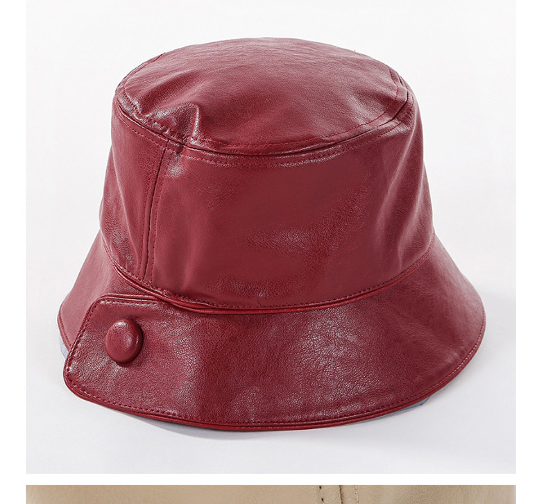 Fashion Beige Buckle Pu Fisherman Hat,Sun Hats