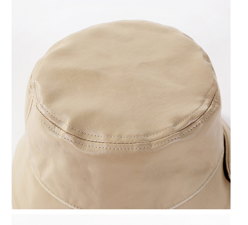 Fashion Beige Buckle Pu Fisherman Hat,Sun Hats