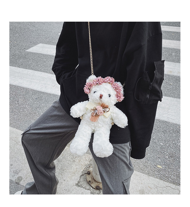 Fashion Khaki Plush Bear Slung Shoulder Bag,Shoulder bags