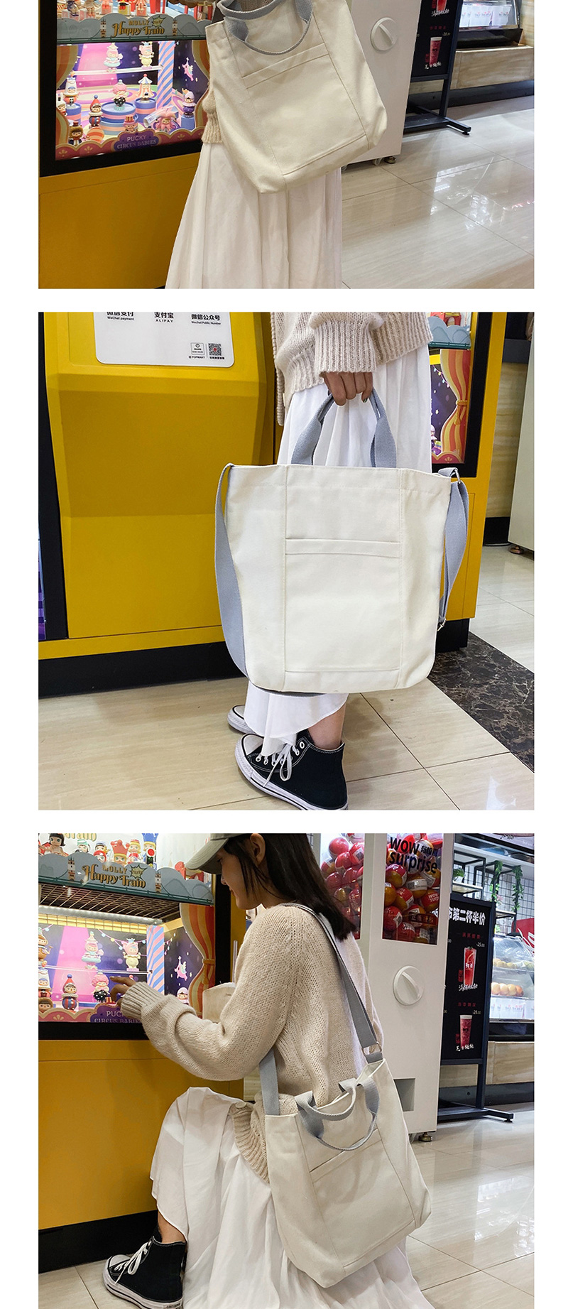 Fashion White Canvas Single Shoulder Messenger Bag,Handbags