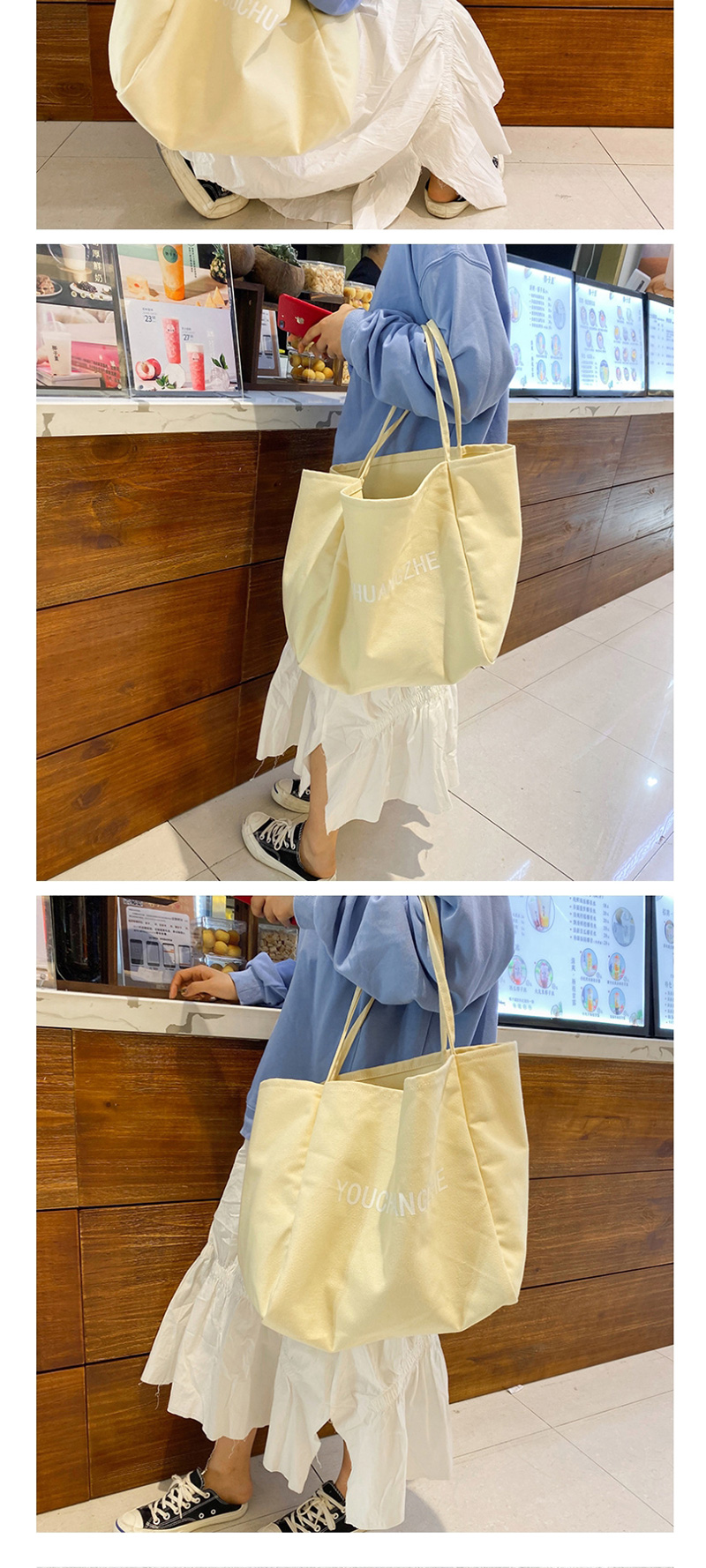 Fashion White Letter Canvas Shoulder Bag,Messenger bags