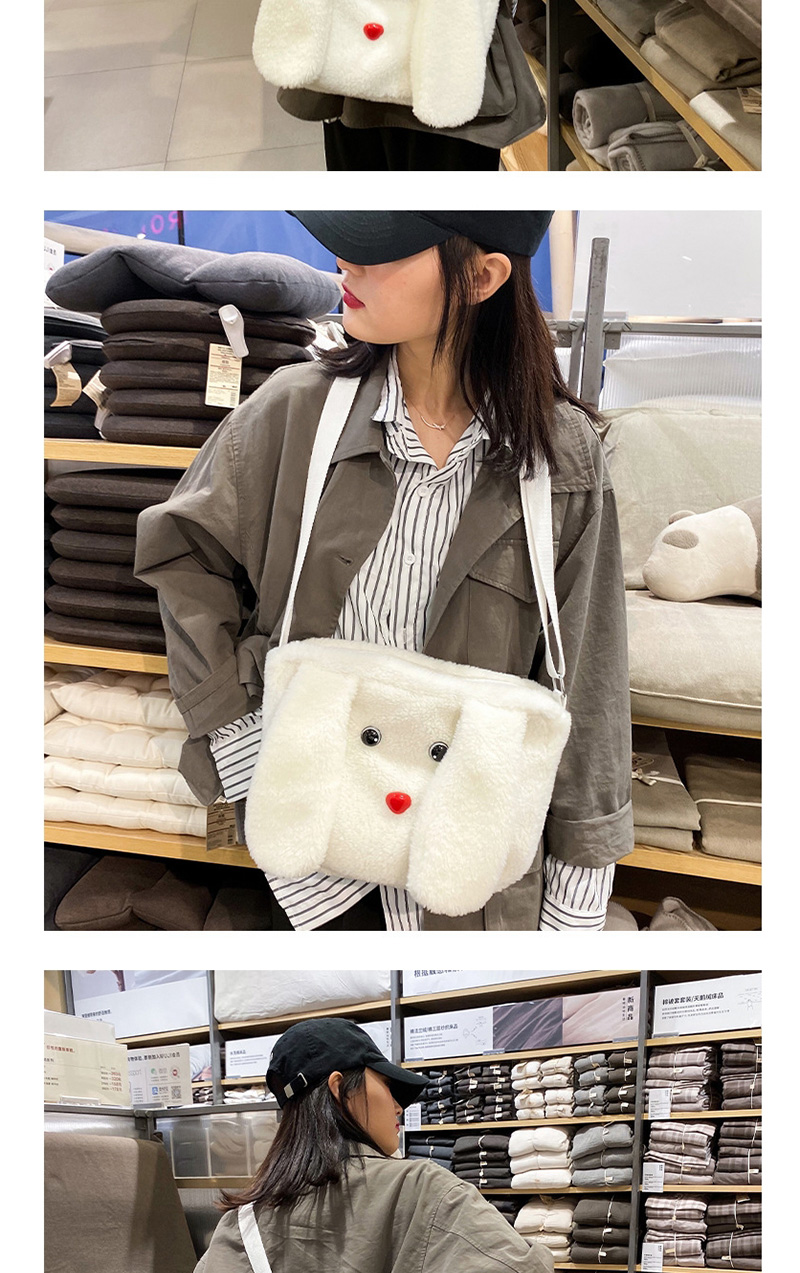 Fashion White Cartoon Plush Rabbit Ears Shoulder Bag,Messenger bags