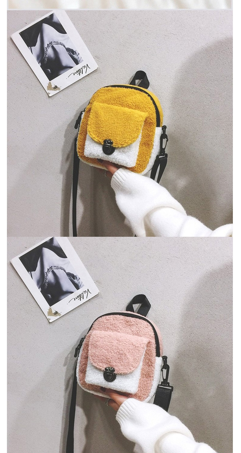 Fashion Pink Lamb Hair Zip Lock Color Crossbody Bag,Shoulder bags