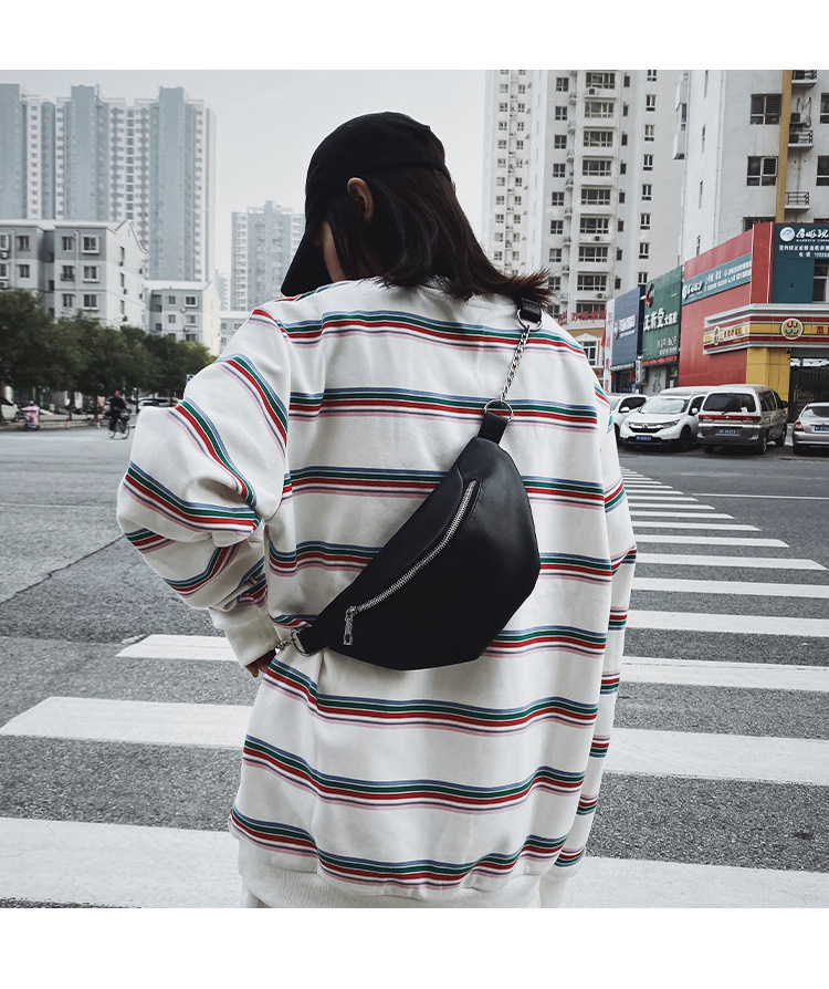 Fashion Black Chain Pu Chest Bag,Shoulder bags