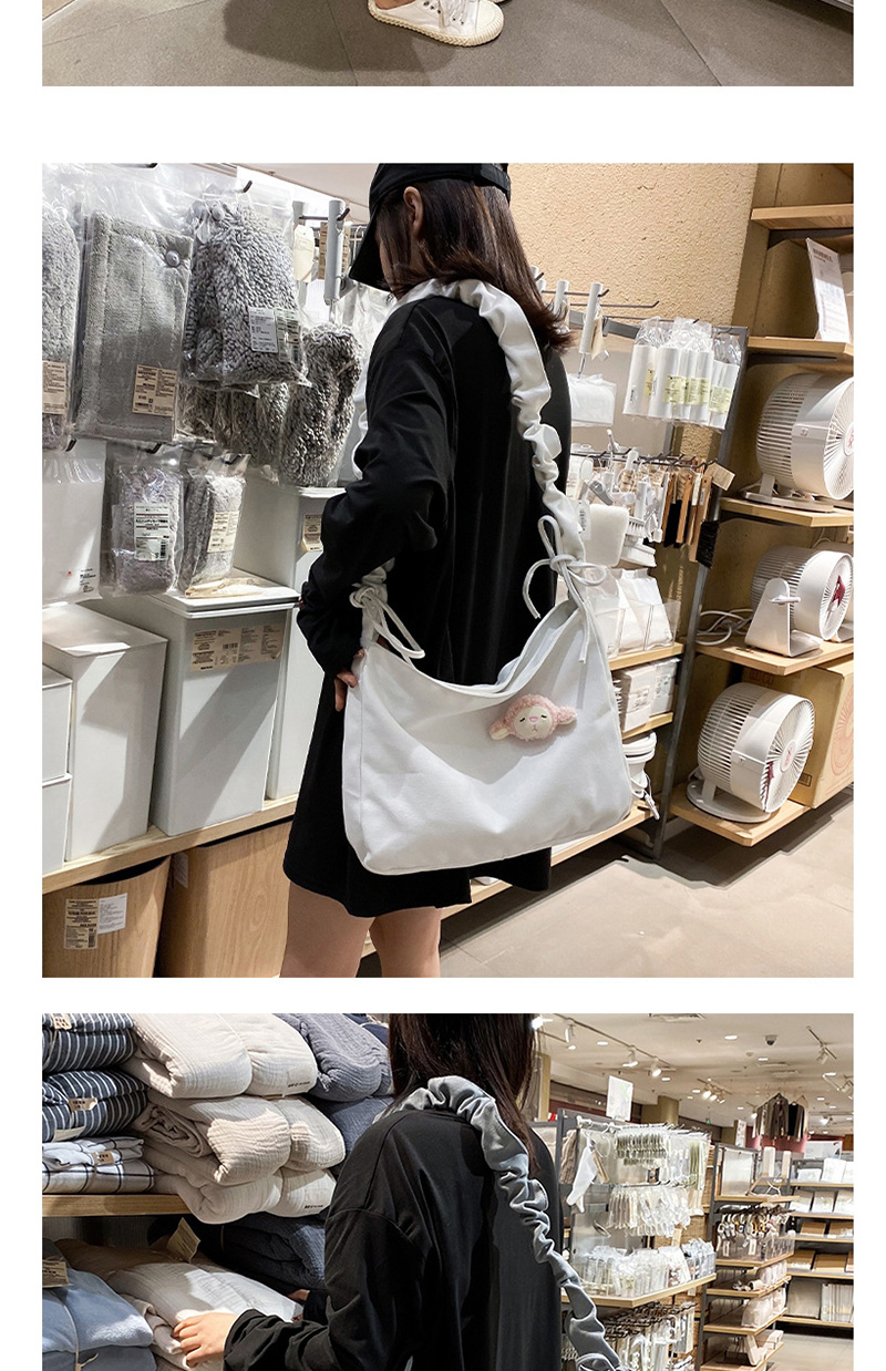 Fashion Black Pleated Strap Small Sheep Hanging Canvas Shoulder Bag,Shoulder bags