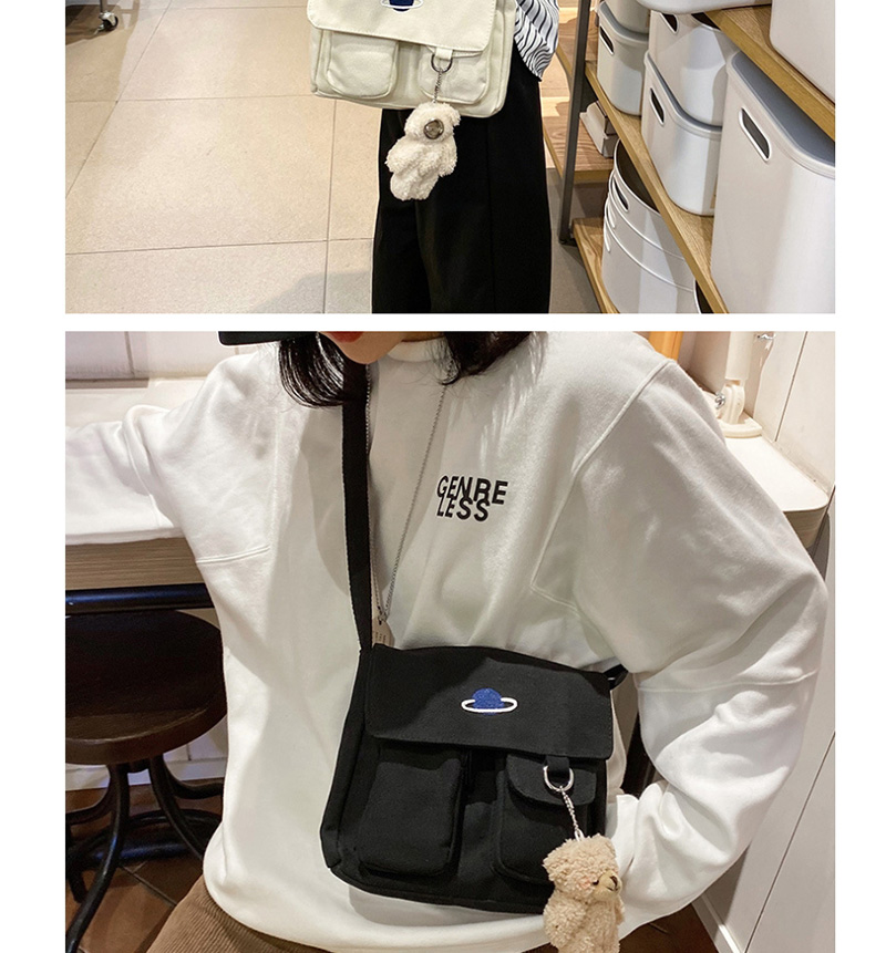 Fashion Black Embroidered Planet Canvas Cartoon Bear Crossbody Shoulder Bag,Shoulder bags