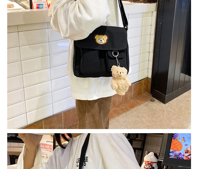 Fashion Black Bear Canvas Shoulder Messenger Bag,Shoulder bags