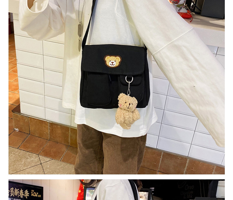 Fashion Black Bear Canvas Shoulder Messenger Bag,Shoulder bags