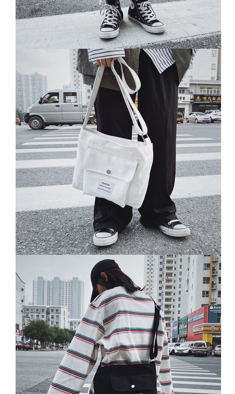 Fashion Black Canvas Label Shoulder Bag,Shoulder bags