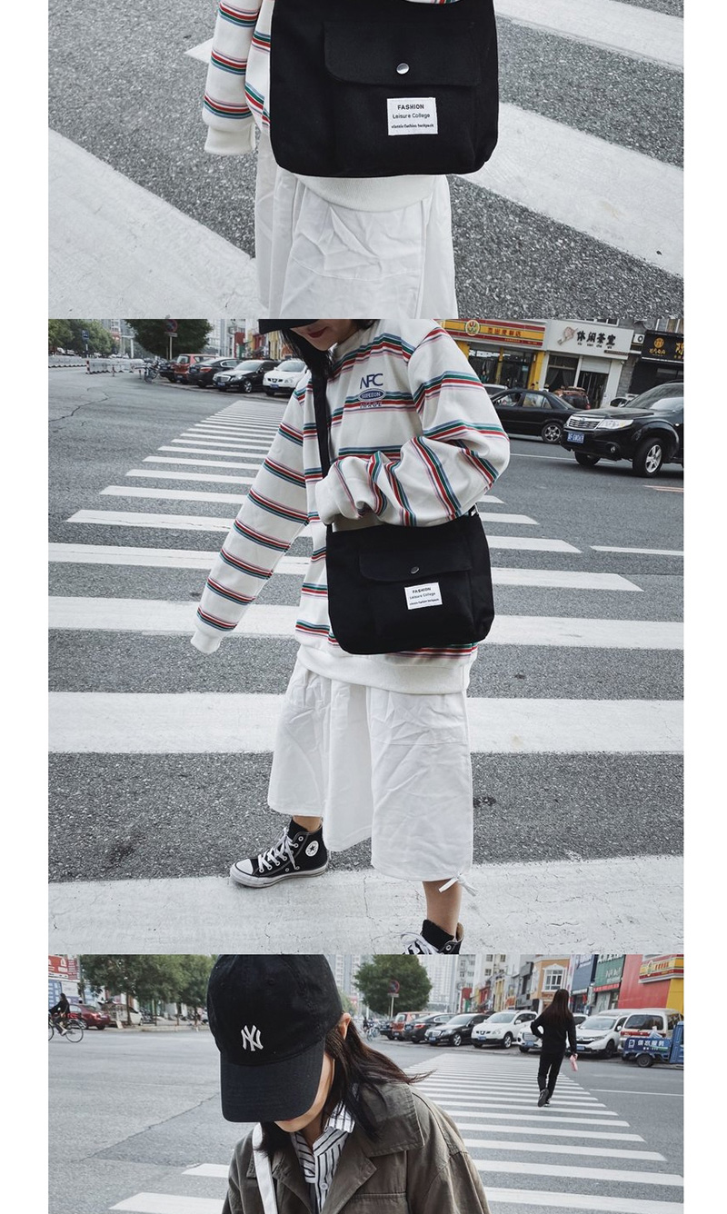 Fashion Black Canvas Label Shoulder Bag,Shoulder bags