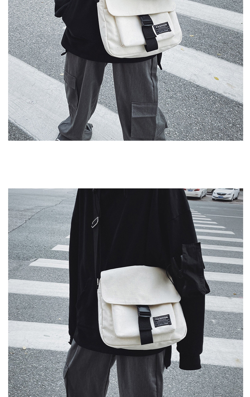 Fashion Black Canvas Labelled Webbing Shoulder Bag,Shoulder bags