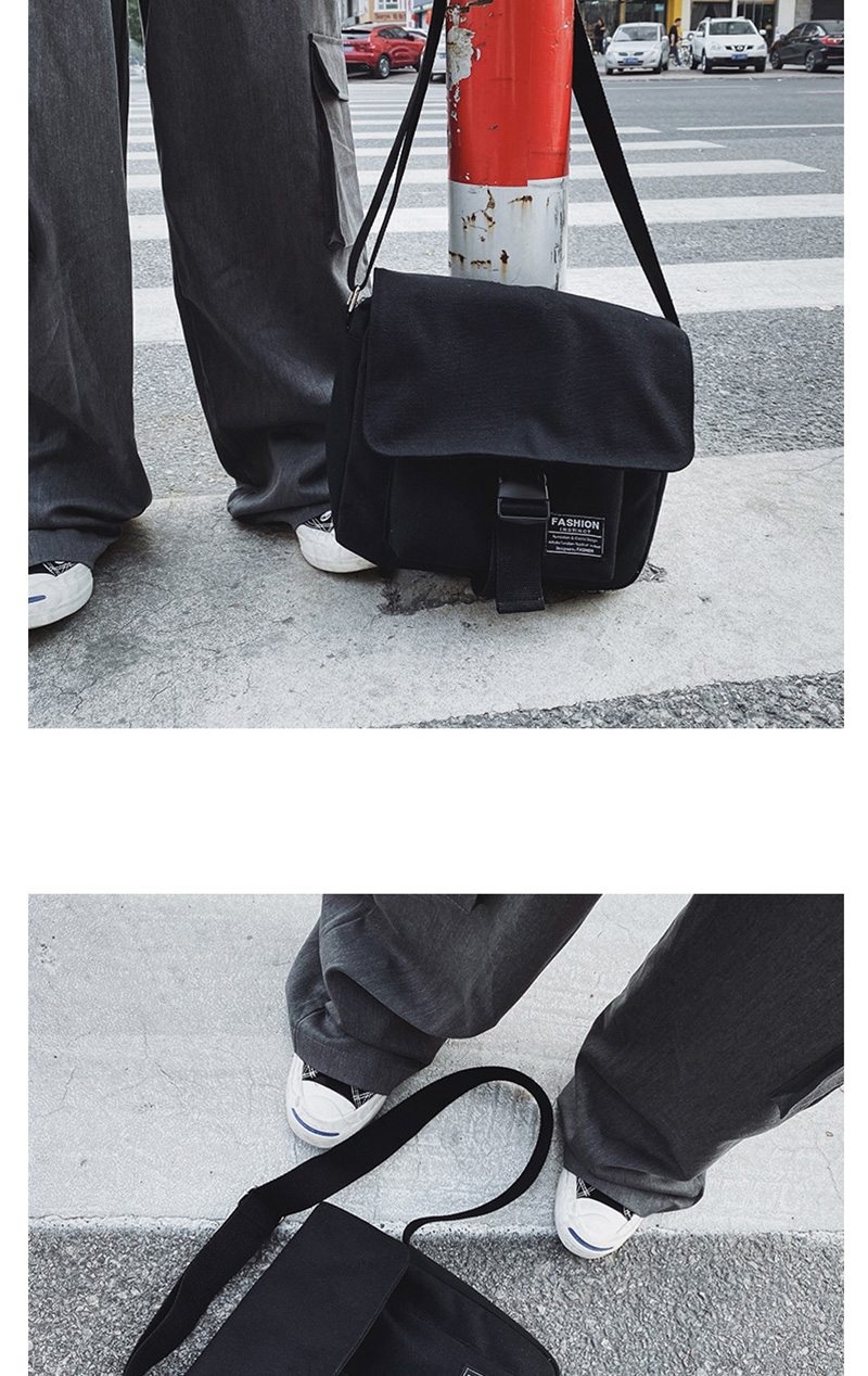 Fashion Black Canvas Labelled Webbing Shoulder Bag,Shoulder bags