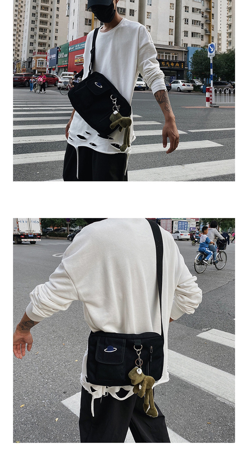 Fashion Black Embroidered Planet Canvas Shoulder Bag,Shoulder bags