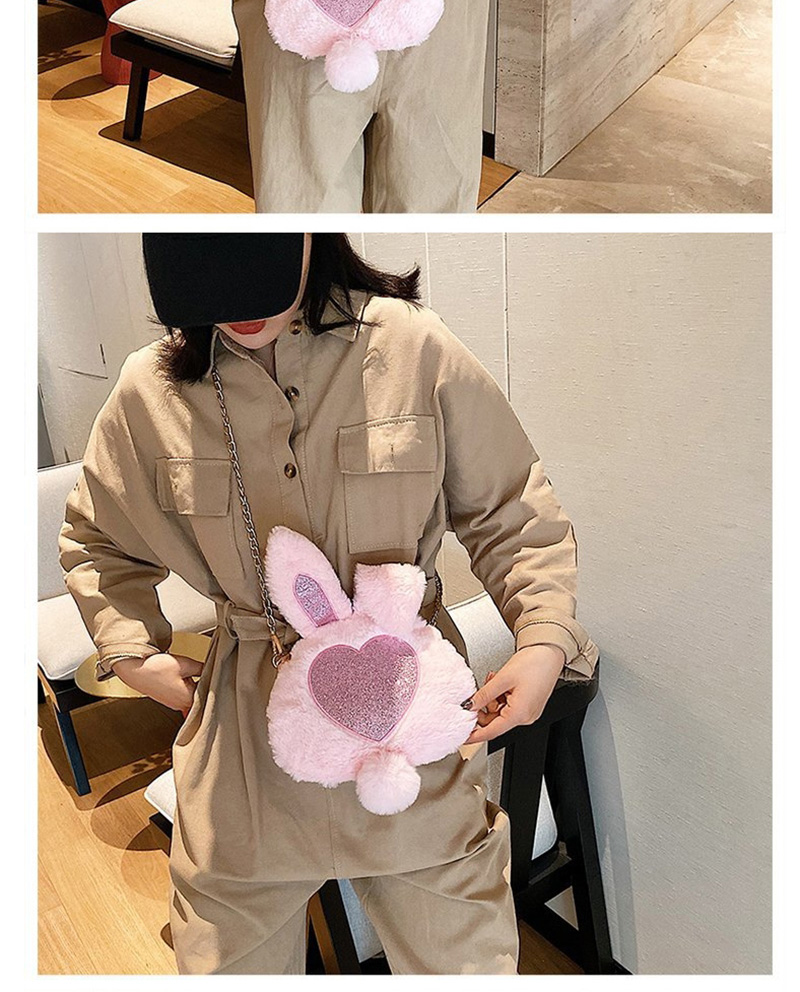 Fashion Pink Plush Rabbit Ears Sequins Love Chain Shoulder Messenger Bag,Shoulder bags
