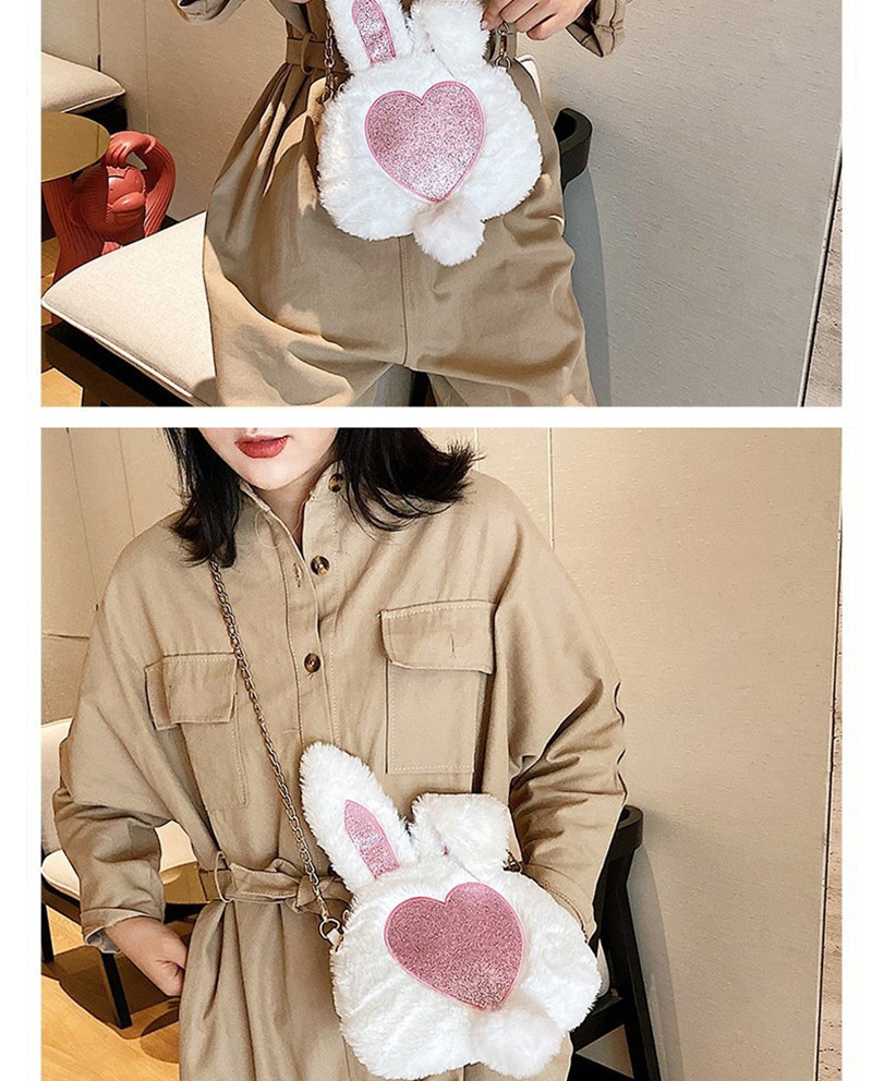 Fashion Pink Plush Rabbit Ears Sequins Love Chain Shoulder Messenger Bag,Shoulder bags