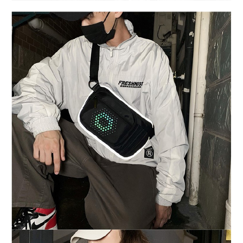 Fashion Black Reflective Strip Shoulder Messenger Bag,Shoulder bags