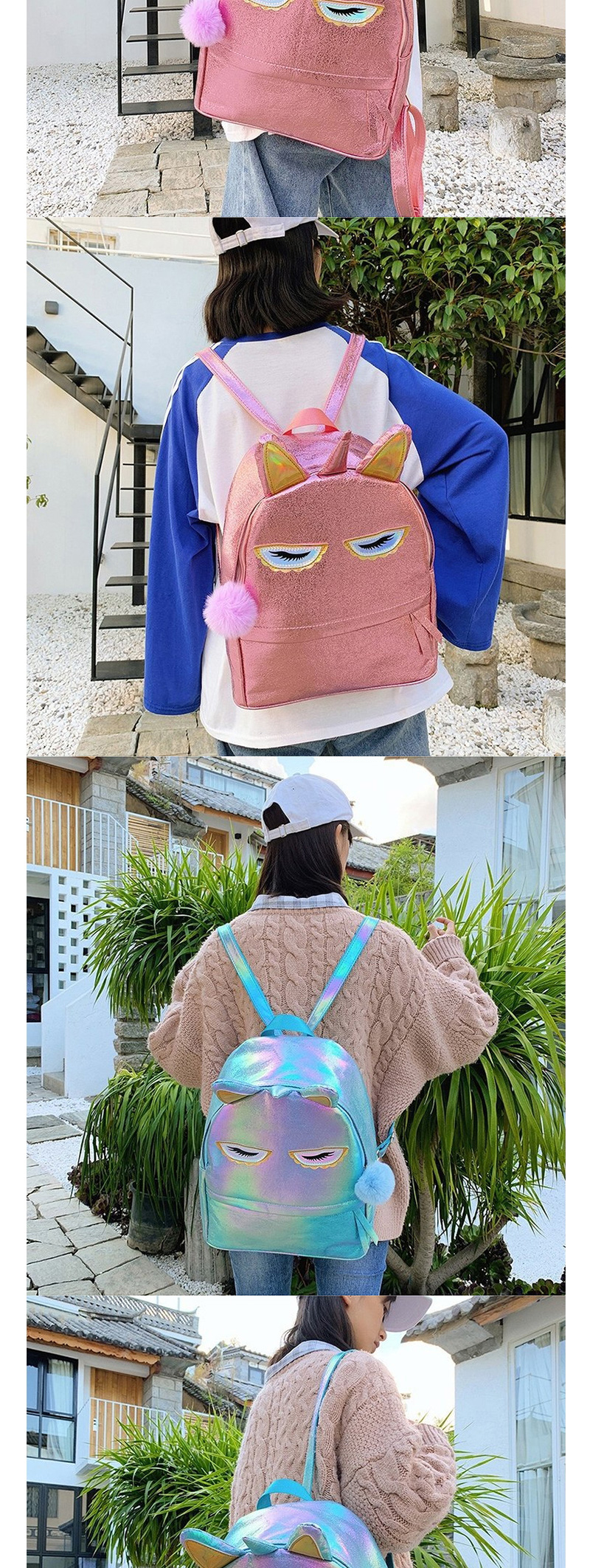 Fashion Pink Laser Sequin Cartoon Unicorn Backpack,Backpack