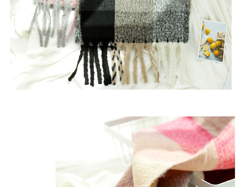 Fashion Pink Thick Knit Tassel Shawl Long Bib,Thin Scaves