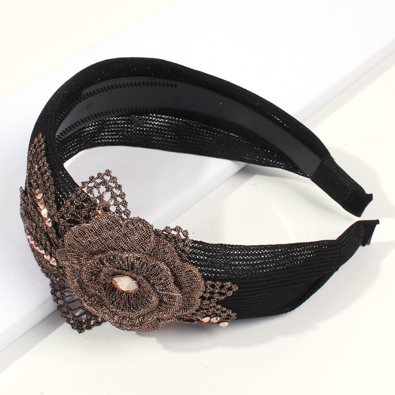 Fashion Black Mesh Embroidery Flower Headband,Head Band