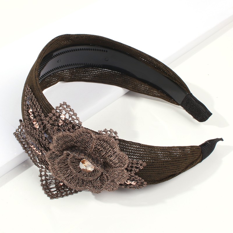 Fashion Black Mesh Embroidery Flower Headband,Head Band