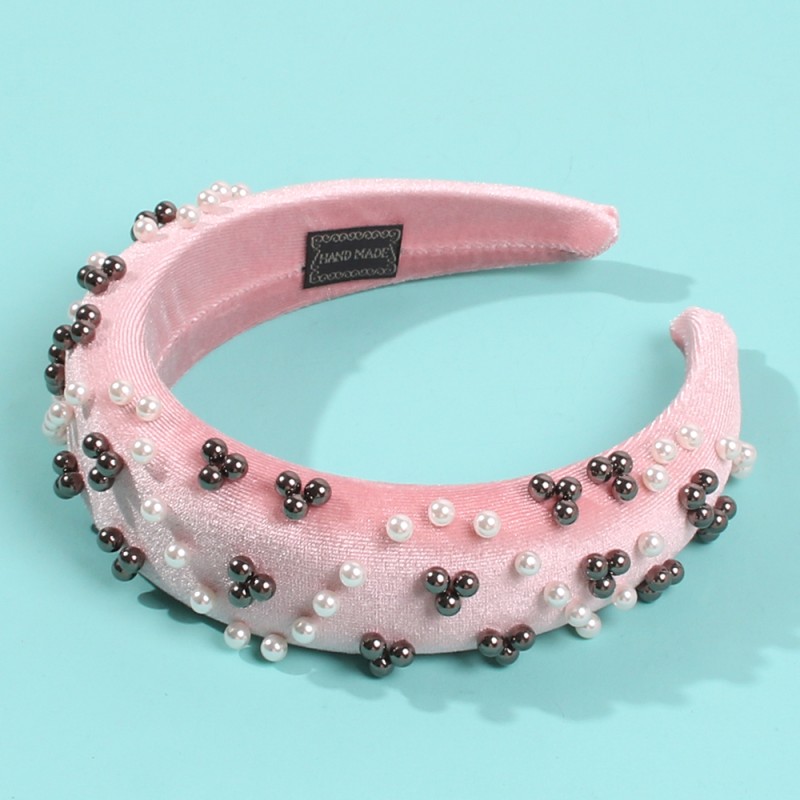 Fashion Pink Corduroy Pearl Headband,Head Band