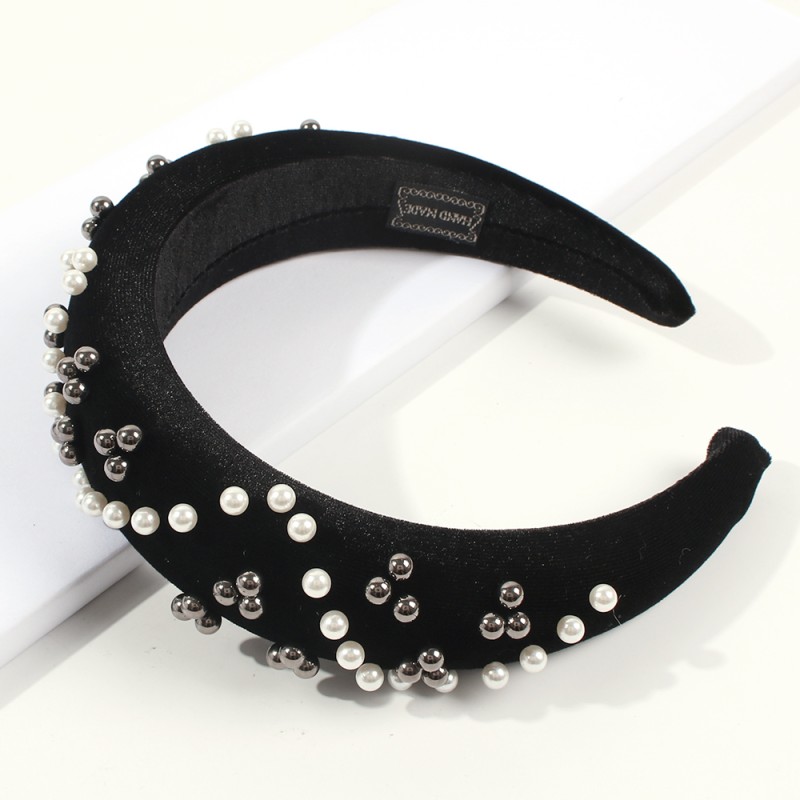 Fashion Black Corduroy Pearl Headband,Head Band