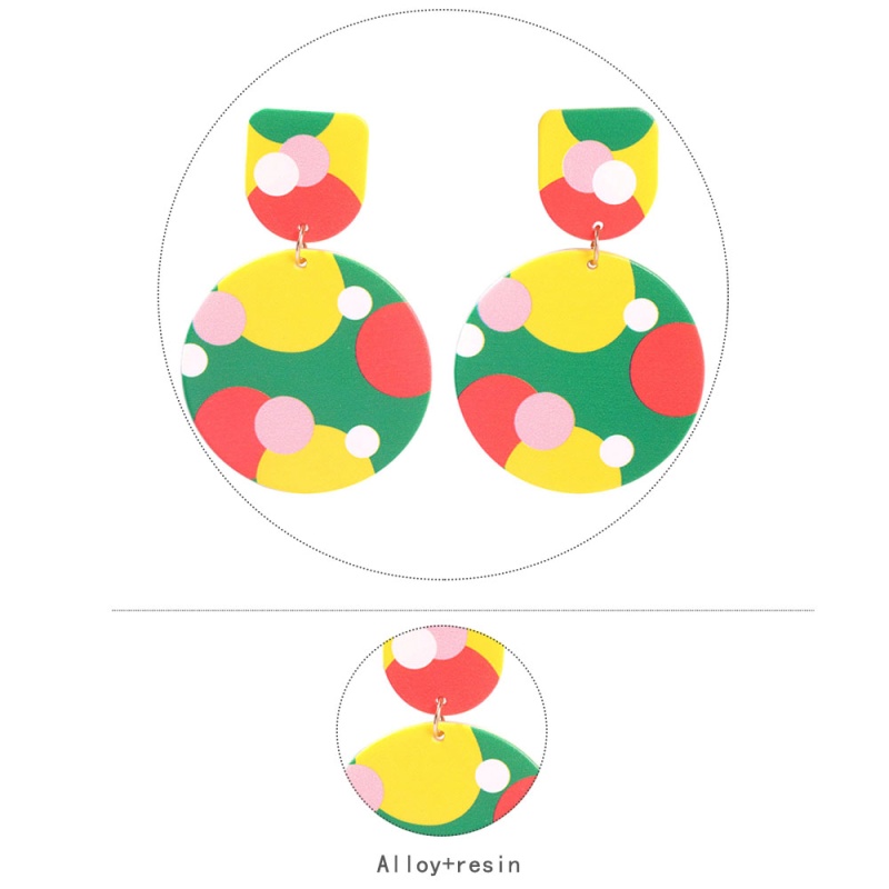 Fashion Semicircular Resin Color Matching Geometric Earrings,Stud Earrings