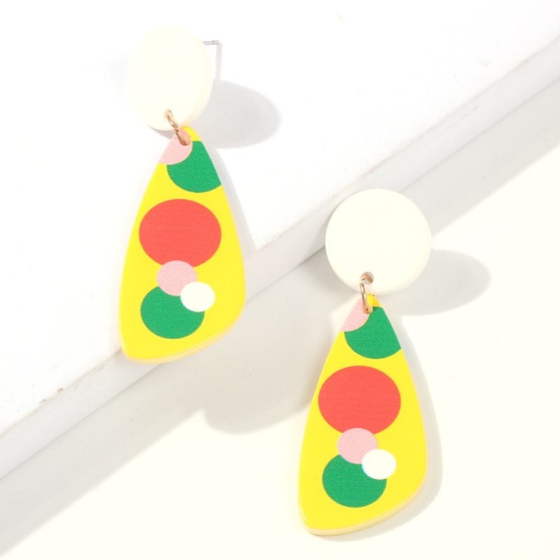 Fashion Large Square White + Yellow Resin Color Matching Geometric Earrings,Drop Earrings