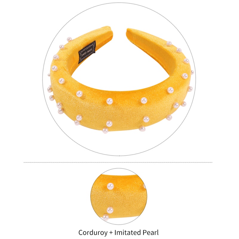 Fashion Yellow Corduroy Pearl Headband,Head Band
