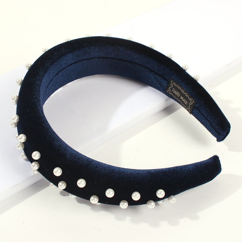 Fashion Navy Blue Corduroy Pearl Headband,Head Band